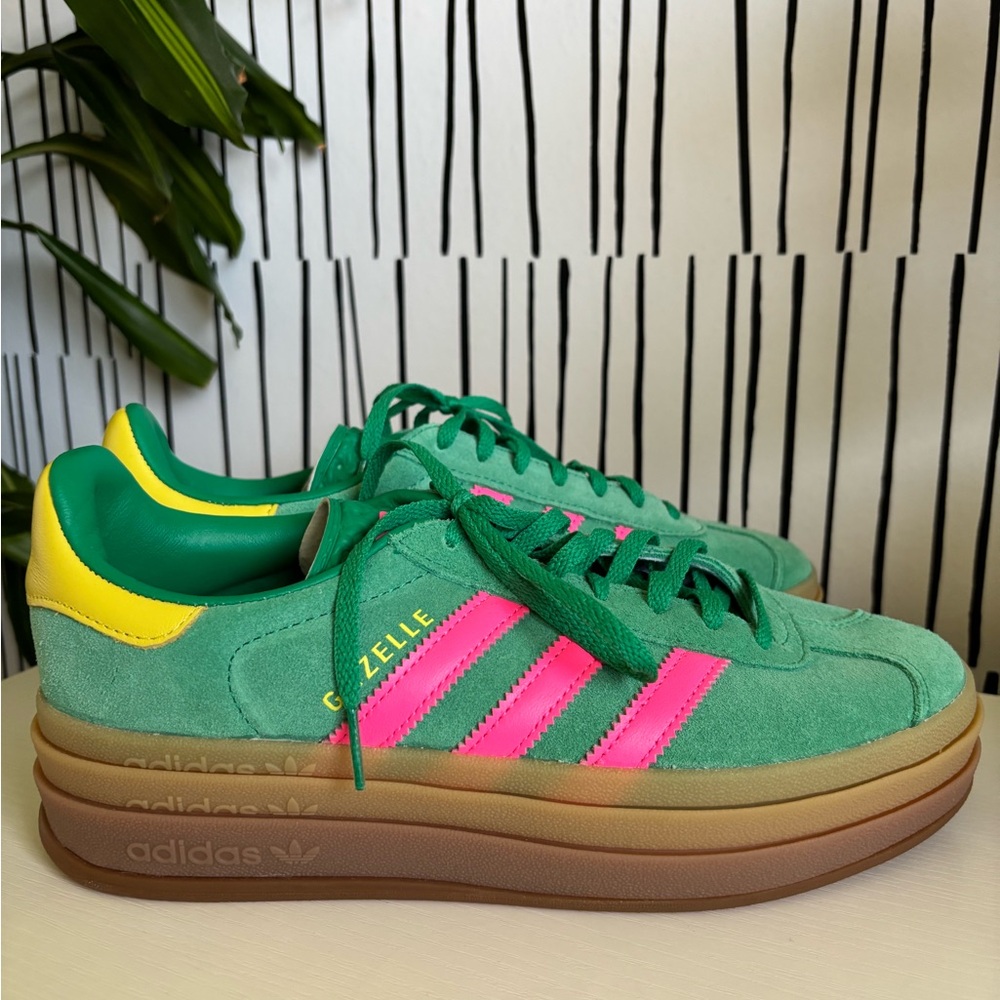 Adidas Gazelle Green and Pink Sneakers